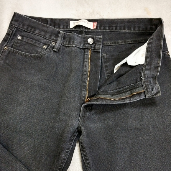 Levi's 505 Black Men's Regular Fit Straight Leg Jeans Sz 36x30 - Picture 5 of 14